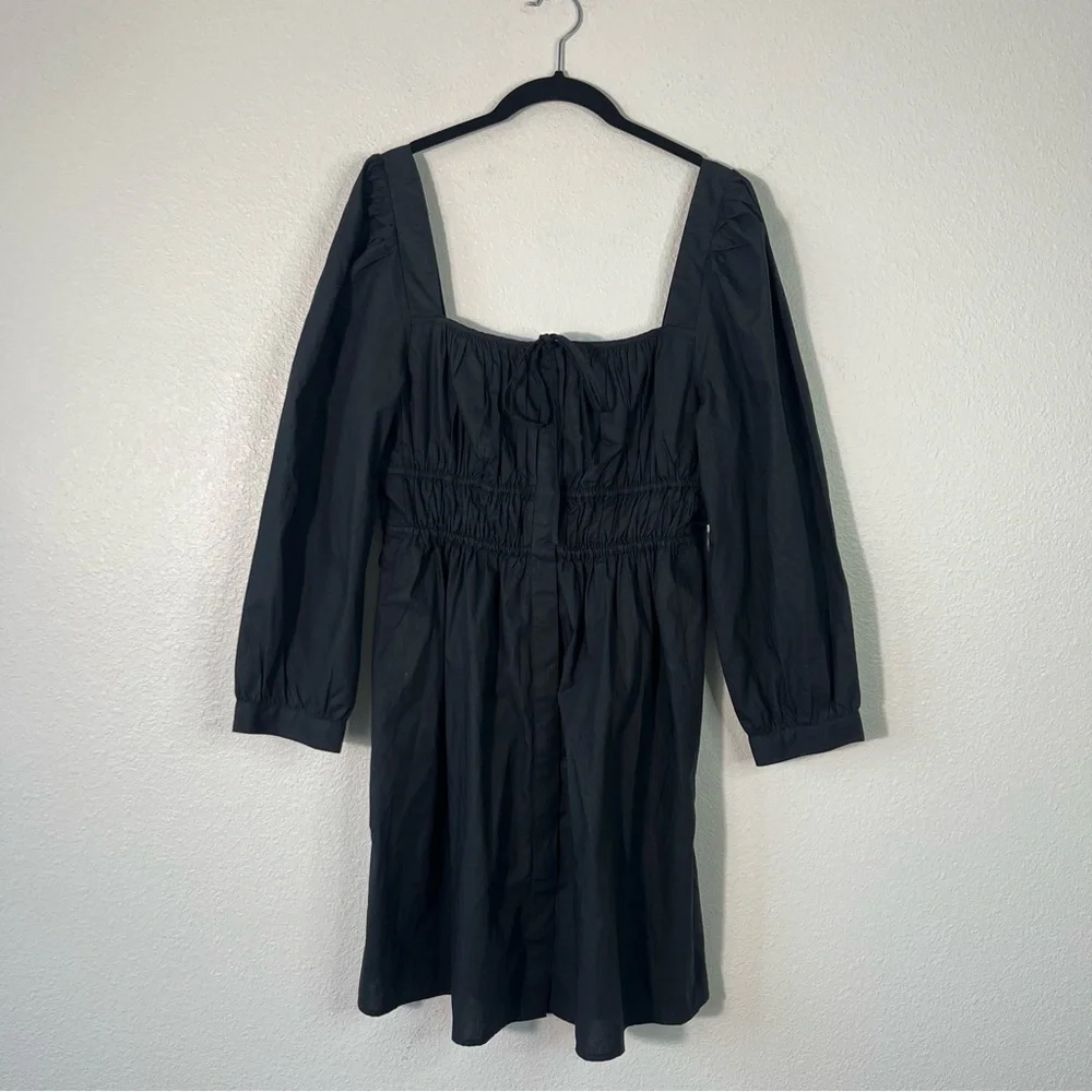 J. Crew Cinched-Waist Cotton Poplin Dress Whimsigoth Black Size 10